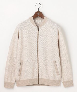 JOSEPH ABBOUD 【イタリア糸×エコ素材・通気性・軽量】スラブギマ×和紙 ニット ブルゾン ベージュ系