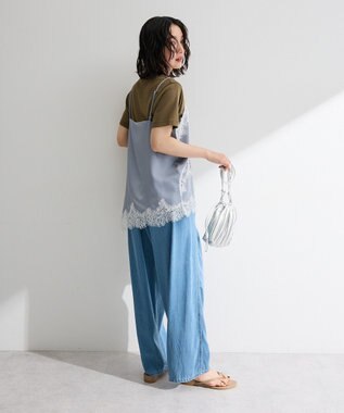 Green Parks レースドッキングサテンビスチェ Blue