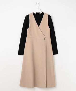 ANY SIS 【2SET】ジャンパースカート × ニット セット ベージュ×ブラック