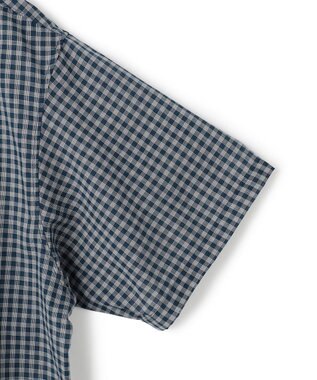 UNFILO MENS イージーケア エアリーシアーシャツ 半袖 ネイビーチェック