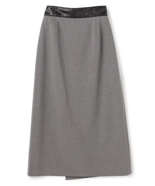 BEIGE， ZEPHYR / レザー切り替え ラップスカート Top Gray