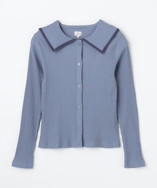 組曲 KIDS 【110-140㎝】 セーラーカラー リブトップス サックスブルー