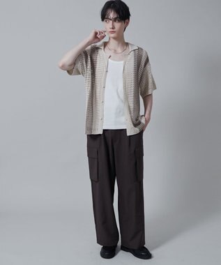 WEGO マルチストライプニットシャツ（S） オフホワイト