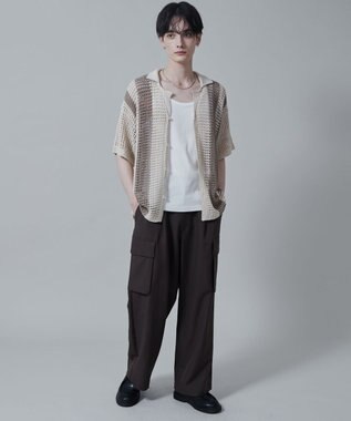 WEGO マルチストライプニットシャツ（S） オフホワイト