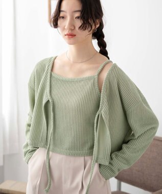 WEGO アンサンブルリボンカーデ グリーン