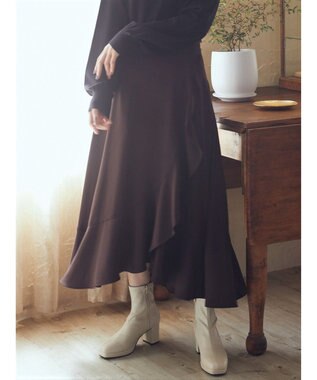 earth music&ecology ラッフルフリルイレヘムスカート Brown
