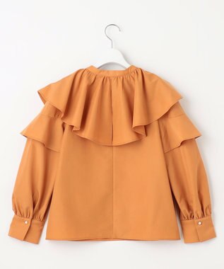 Feroux 【洗える】ラッフルスキッパー ブラウス オレンジ系