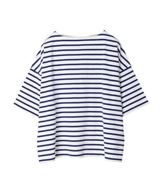 Green Parks ボーダーボートネック７分袖プルオーバー Blue