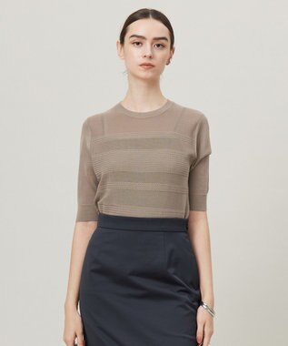 【洗える】 レースパターン ニット