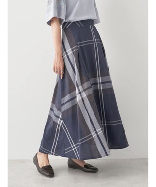 earth music&ecology ＢＩＧチェックフレアスカート Navy