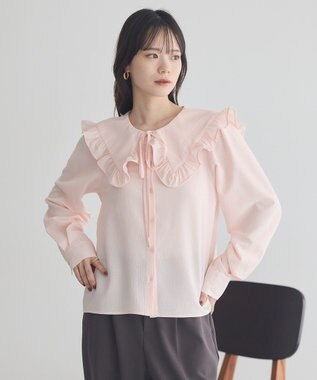 earth music&ecology フリルセーラーカラーブラウス Pink