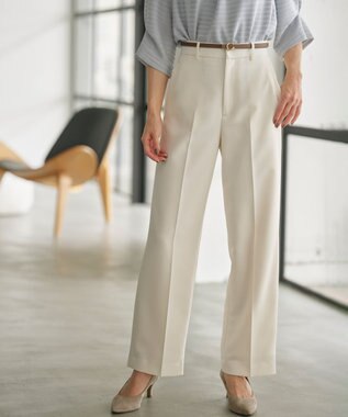 組曲 S 【WEB限定】ベーシックダブルクロス ワイドストレートパンツ アイボリー系