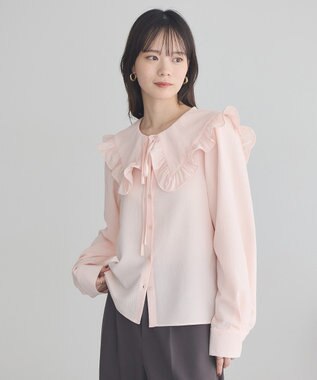 earth music&ecology フリルセーラーカラーブラウス Pink