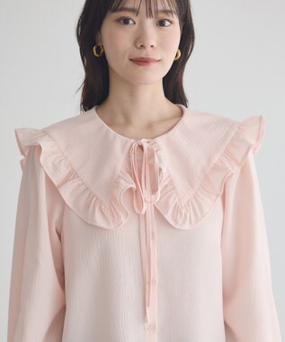 earth music&ecology フリルセーラーカラーブラウス Pink