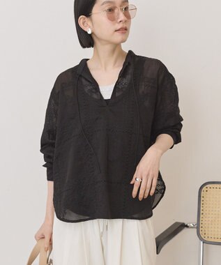 AMERICAN HOLIC スキッパーレースブラウス Black