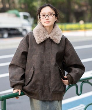 WEGO 【ユニセックス着用ITEM/MLサイズ展開】PU2WAYフライトブルゾン ブラウンその他