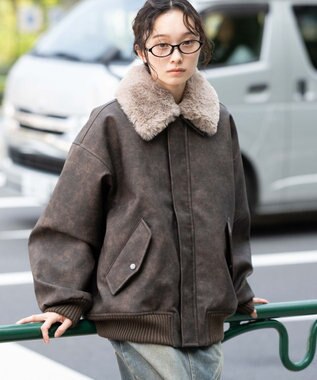 WEGO 【ユニセックス着用ITEM/MLサイズ展開】PU2WAYフライトブルゾン ブラウンその他