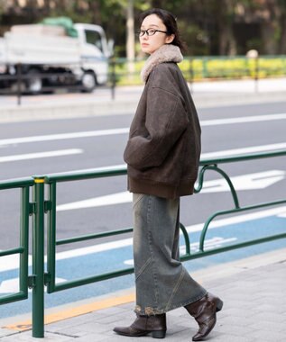 WEGO 【ユニセックス着用ITEM/MLサイズ展開】PU2WAYフライトブルゾン ブラウンその他