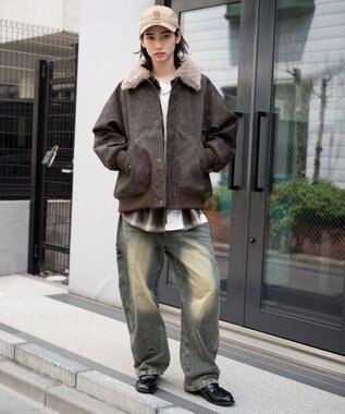 WEGO 【ユニセックス着用ITEM/MLサイズ展開】PU2WAYフライトブルゾン ブラウンその他