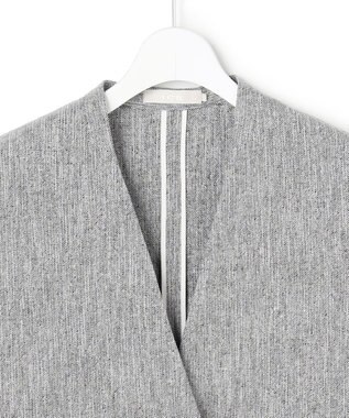 ICB L ストレッチMIXツイード 半袖ジャケット ブラックミックス