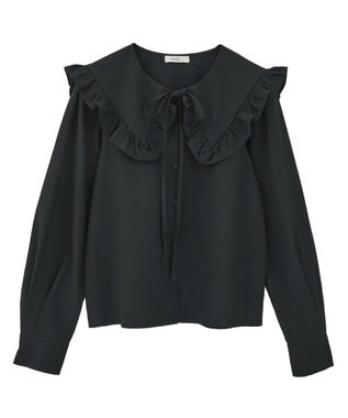 earth music&ecology フリルセーラーカラーブラウス Black