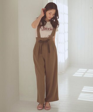 Feroux 【2WAY】サス付きリボン パンツ ダークブラウン系