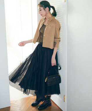 23区 【洗える/一部店舗限定】クロップド シャツ キャメル系