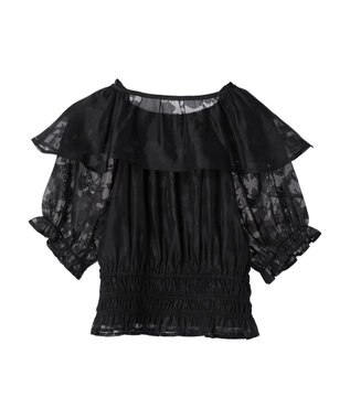 earth music&ecology 衿付きフラワーブラウス Off White