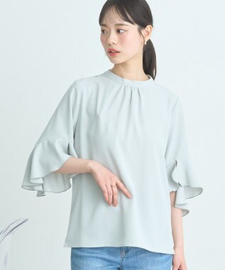 earth music&ecology フリル７分袖ブラウス