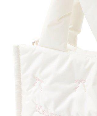 Maison de FLEUR リボン刺繍パファー2Wayトートバッグ Ivory