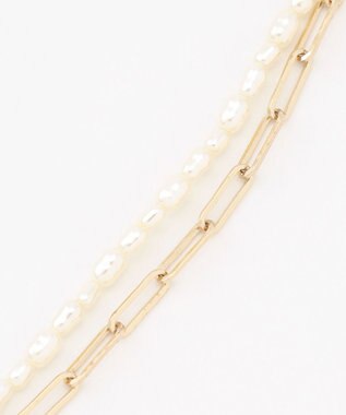 UNFILO パール×チェーン アレンジネックレス ゴールド