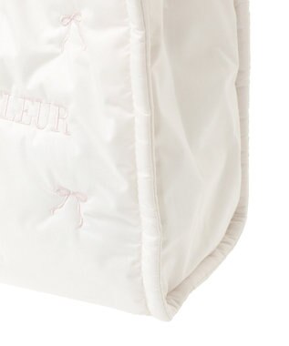 Maison de FLEUR リボン刺繍パファー2Wayトートバッグ Ivory