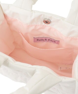 Maison de FLEUR リボン刺繍パファー2Wayトートバッグ Ivory