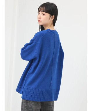 earth music&ecology ウォッシャブル脇スリットクルーネックプルオーバー Blue