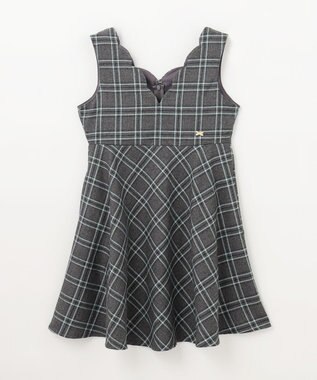 ANY KIDS チェック柄 ジャンパースカート グレー系チェック