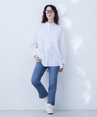 J.PRESS YORK STREET 【WOMEN】クレリックバンドドレス シャツ ホワイト系