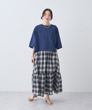 earth music&ecology 【接触冷感】バックギャザーＴｅｅ Navy