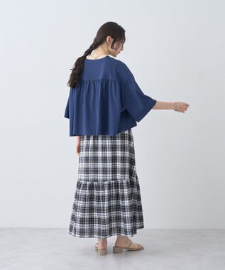 earth music&ecology 【接触冷感】バックギャザーＴｅｅ Navy