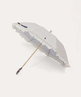 MOONBAT 【遮光/晴雨兼用日傘】POLO RALPH LAUREN(ポロ ラルフローレン) エンブフリル 折りたたみ傘 楽折 遮熱 UV オフホワイト