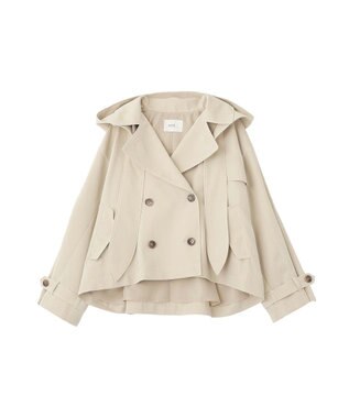 earth music&ecology 2WAYフードショートフレアトレンチ Beige