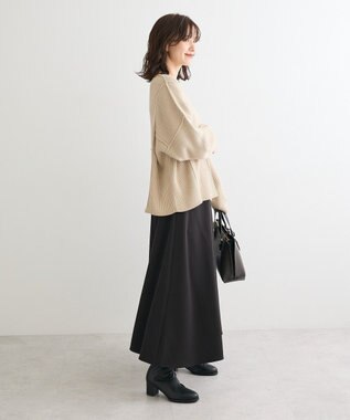 Green Parks リブ切替Ｖネックニットプルオーバー Light Beige