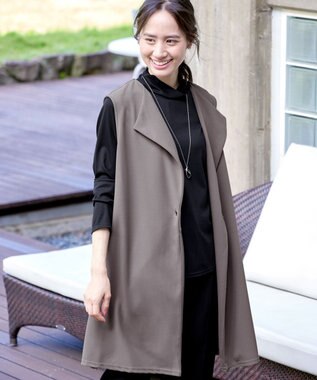 Tiaclasse 【洗える】バックタックロングジレ モカ