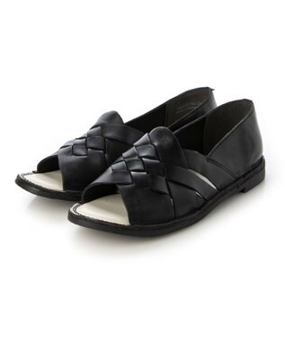 ing <ing>【サスティナブルシリーズ】編み込みデザインオープントゥシューズ ブラック