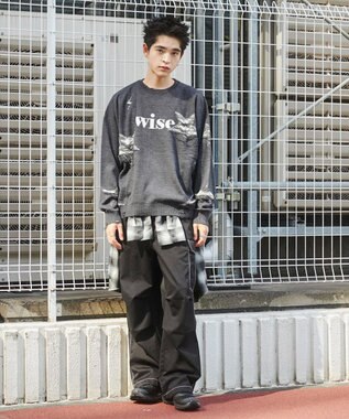 WEGO 【ユニセックス着用ITEM】ダメージジャガードニットプルオーバー スミクロ