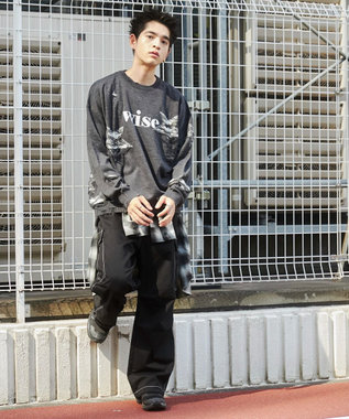 WEGO 【ユニセックス着用ITEM】ダメージジャガードニットプルオーバー スミクロ