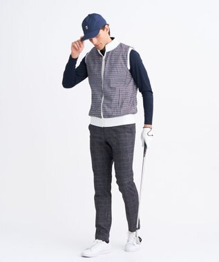 23区GOLF 【MEN】リバーシブルニットベスト モノグラム柄 ホワイト系