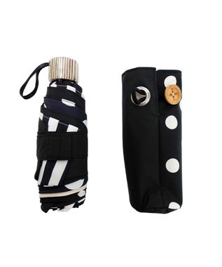 +RING プラスリング レディース向け 晴雨兼用 折傘 BLK/DOT T1335 黒