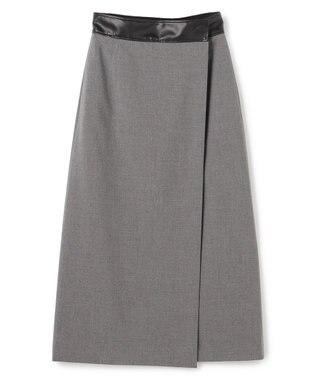 BEIGE， ZEPHYR / レザー切り替え ラップスカート Top Gray