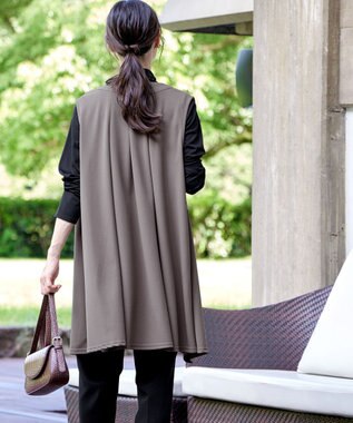 Tiaclasse 【洗える】バックタックロングジレ モカ