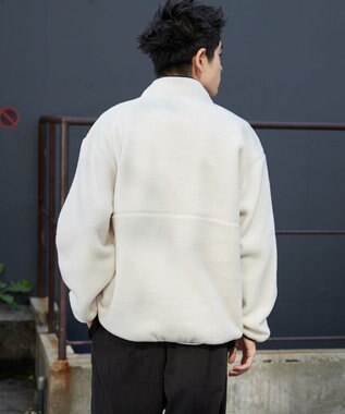 WEGO 【ユニセックス着用】フリース　ハーフZIPプルオーバー オフホワイト